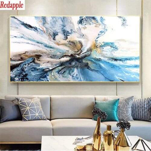 Diamond Mosaic round drill Cross Stitch Diamond Colorful ocean, abstract art Embroidery Art Painting Full Square Decor For Home