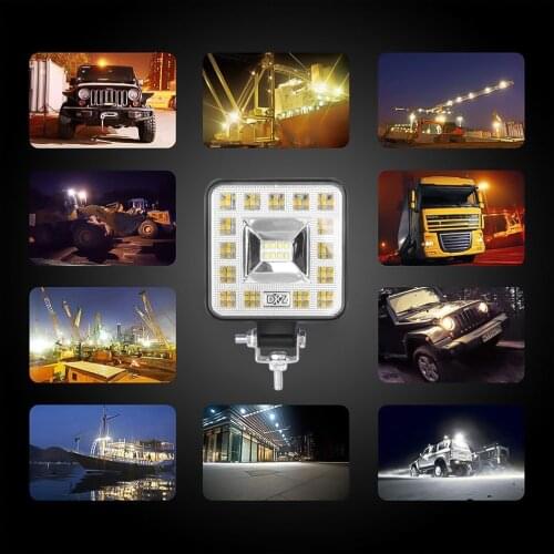 Mini 16LED 27W 48W LED Work Light Bar Square Spotlight 12V 24V Offroad LED Light Bar For Truck Offroad 4X4 4WD Car SUV ATV