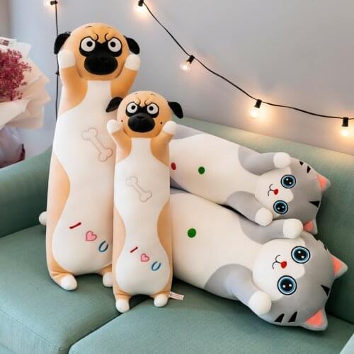 60/85/100cm Soft Long Cat Pillow Stuffed Plush Toys Office Dog Pillow Home Comfort Cushion Decoration Gift Doll For Child