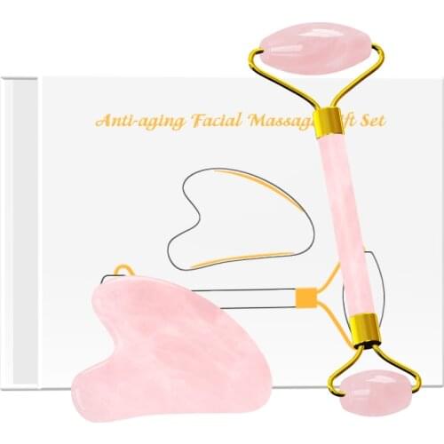 Natural Facial Beauty Massage Tool Jade Roller Gua Sha Stone Jade Massager Face Lifting Tools Skin Massage Guasha Tool With Box