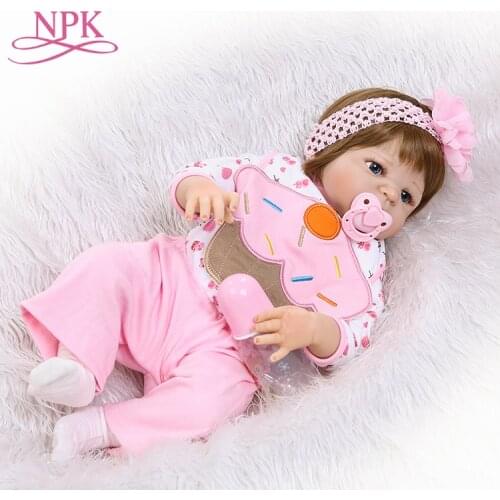 NPK 55cm Full Silicone Bebes Reborn Baby Girl 22" Vinyl Baby Toddler Doll Bedtime Toy Waterproof Body Bathe Toys bonecas