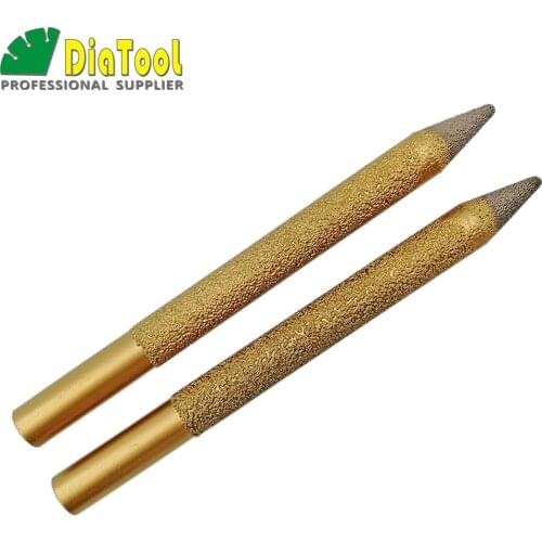 SHDIATOOL 2pcs 16-4/150mm CNC taper ball-end Stone cutter Vaccum Brazed Diamond engraving bits Mill granite marble rotary burrs
