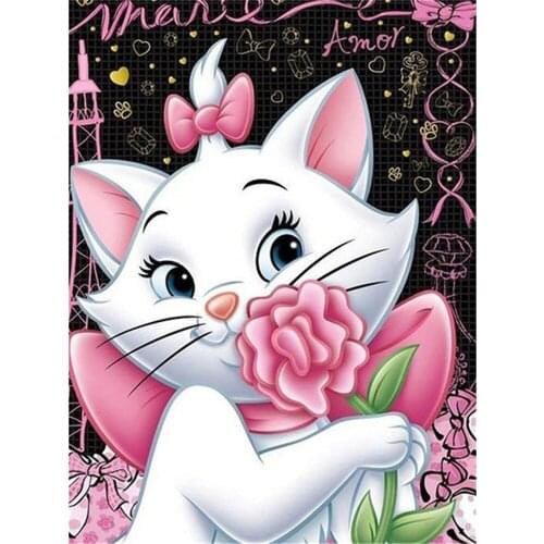 Cartoon Marie Cat Animail Printed Water-Soluble Canvas 11CT Cross Stitch Patterns Embroidery DMC Threads Sewing Floss