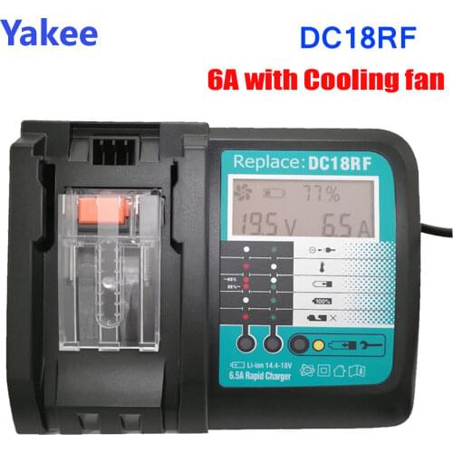 DC18RF 14.4V 18V 6A Li-ion Battery Charger For Makita BL1830 BL1840 BL1430 BL1440 Power Tool Charger With Fan