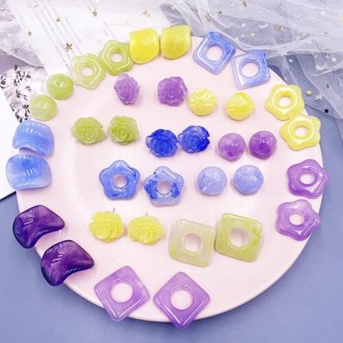 Origin Summer Multiple Irregular Geometric Resin Earrings for Women Colorful Arcylic Flowers Stud Earrings Statement Jewelry