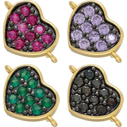 ZHUKOU black heart charms connectors for women DIY handmade Bracelets Necklaces Jewelry Accessories Supplies Wholesale VS473