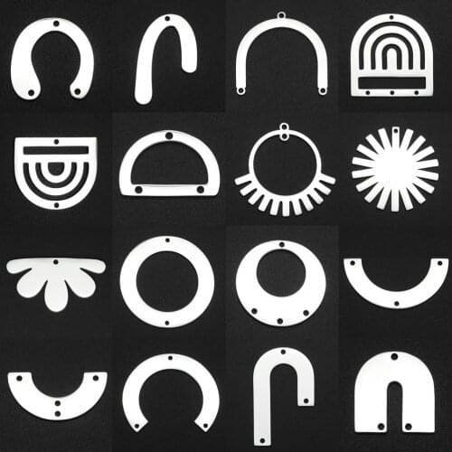 10Pcs / Lot Geometric 100% Stainless Steel Sun Flower DIY Earring Connector Charm For Making Necklace Bracelet