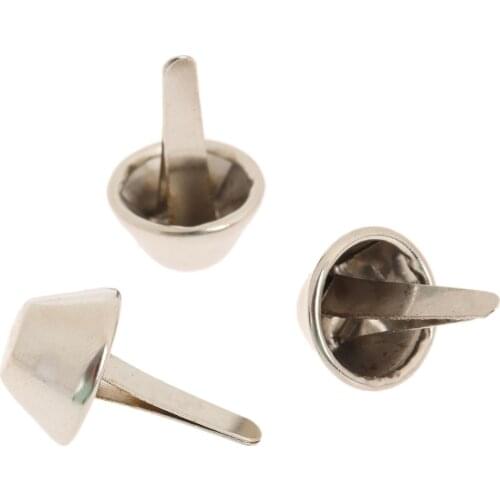 100Pcs Silver Foot Nails Buckets heads Nail Brads Double Feet Studs Spike 12mm Cone Purse Handbag Box Decorative Tack screws