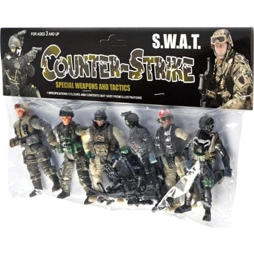 2020 New arrival 6pcs/set SS05-2 PVC Soldier mini SWAT soliders figures Army weapons guns sets model Childrens gifts