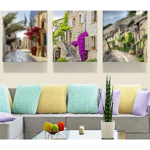 3 Piece Canvas Painting Europe Town Wall Picture for Living Room Modern Print Canvas Painting Home Decor Wall Art Painting HY150