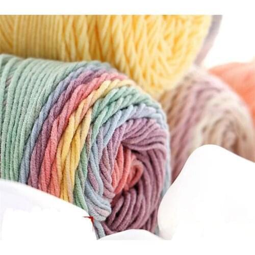 5 shares of milk cotton yarn accessory Gradient color segments merino wool yarn Crochet stick needle scarf shawl hat wool 100g