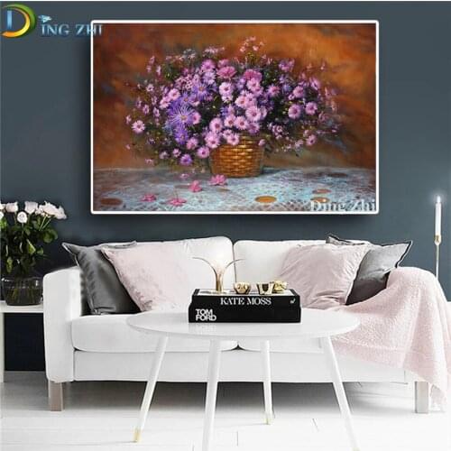 Full Drill Flowers Picture 5D Diamond Painting Diy Embroidery Mosaic Handmade Gift Cross Stitch Kit Modern Home Wall Sticker