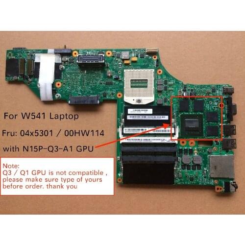Free Shipping New For Lenovo Thinkpad W541 W540 Motherboard 00HW114 04X5301 with N15P-Q3-A1 K2100M GPU