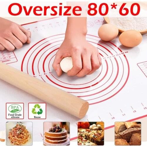 Oversize 80/70/60cm Silicone Baking Mat Pastry Rolling Kneading Pad Kitchen Crepes Pizza Dough Non-Stick Pan Pastry Mat New