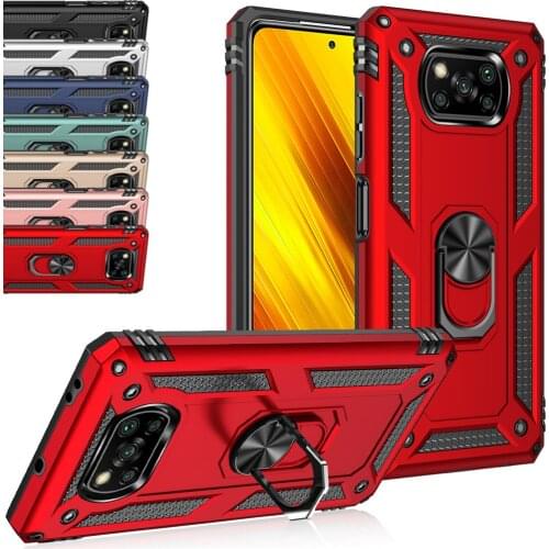 Armor Case For Poco X3 nfc Case Shockproof Ring Stand Bumper Phone Back Cover For Xiaomi Poco X3 NFC F2 Pro Pocophone X3 NFC X2
