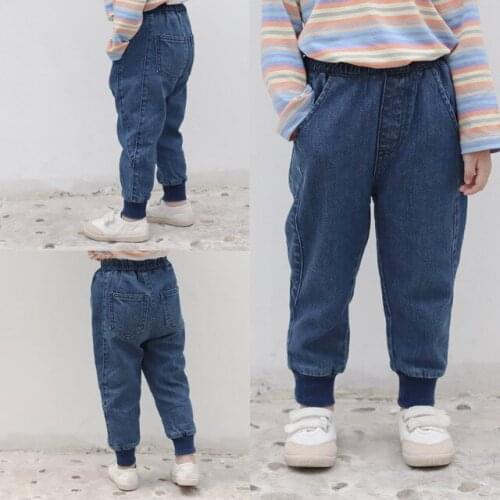 Unisex Kids Pants Elastic Waist Casual Baby Boy Jeans 2 3 4 5 6 7 Years Toddler Girls Denim Pants Spring Autumn Korean Trousers