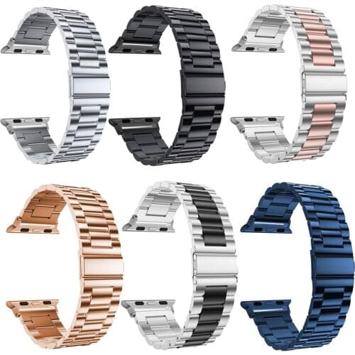 For apple watch se 6 band 44mm 40mm series 5 4 3 42mm 38mm strap Stainless Steel Metal correa for iwatch Business link bracelet