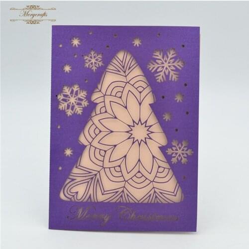 Purple wedding invitations luxury merry christmas card laser cut