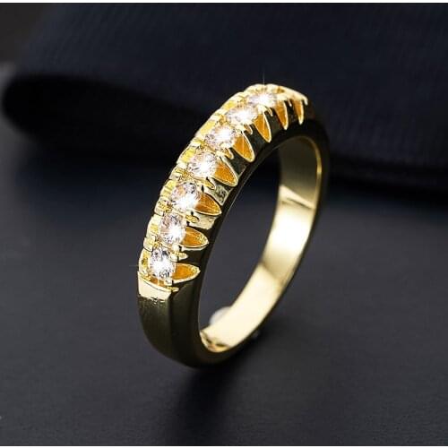 High Quality Gold Color Irregular Finger Rings Simple Crystal Wedding Rings For Women Elegant Couple Rings Female Jewerly Gifts