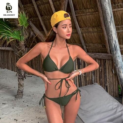 GSODET Push-Up Bikini Set 2021 New Women Sexy Three-Point Swimsuit Brazilian Butterfly Strap Swimwear Bathing Suit Beachwear