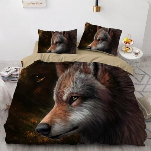 3D Design Animal Wolf Bedding Set Pillow Shams Comforter Covers Duvet Quilt Cover Sets King Queen Full Single Home Textile
