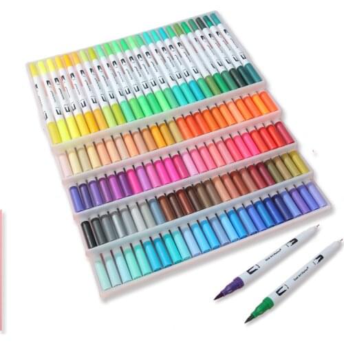 12/24/36/48/60/72/100/120 Colors Set Art Markers Brush Pen Back To School Graffiti Painting Pencil Dual Use Head Highlighter