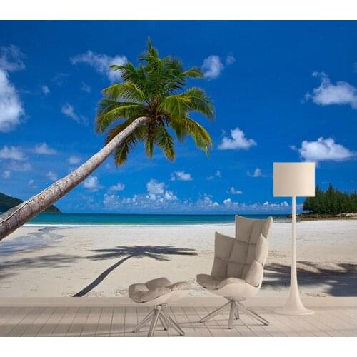 Palm Tree Seascape 3d Wallpaper Wall Paper Papers Home Decor Mural Wallpapers for Living Room Murals Self Adhesive Walls Mural