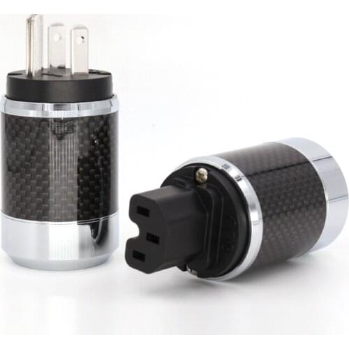 One pure copper Rhodium Plated US Power Cord Plug Carbon fiber US AC power plug male and female