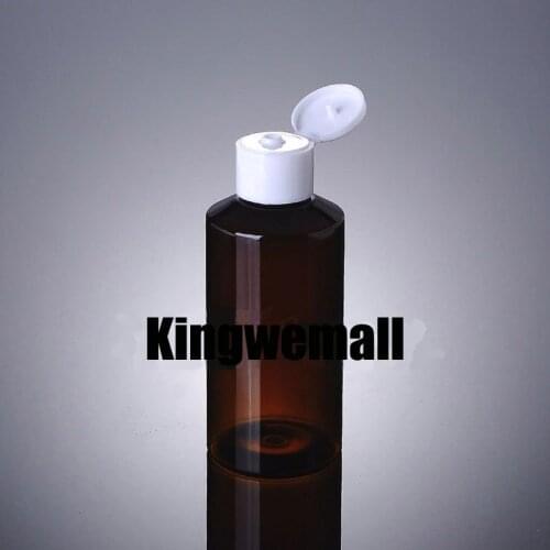 Wholesale 300pcs/lot Capacity 150ml Empty PET Brown Bottle with White Flip Lids For Lotion Water or Cosmetic Packaging XCI01