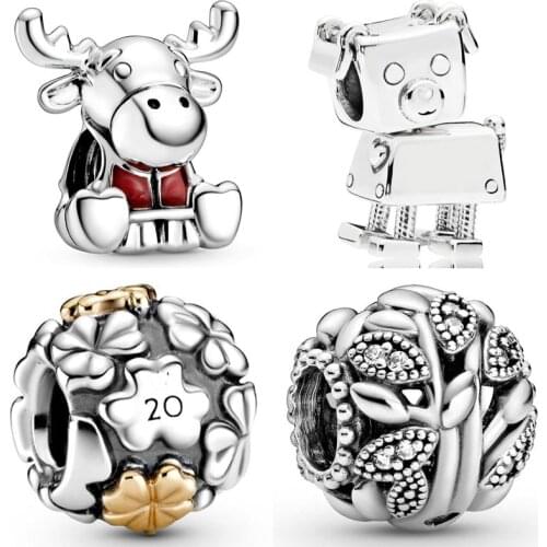 Original Openwork Family Tree Canada Moose Maple Leaf Clover Beads Fit Pandora 925 Sterling Silver Charm Bracelet Diy Jewelry