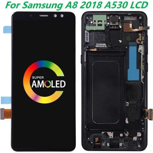 Original AMOLED 5.6" A530F LCD For Samsung Galaxy A8 2018 Display With Frame SM-A530F A8 2018 Display Touch Screen Assembly