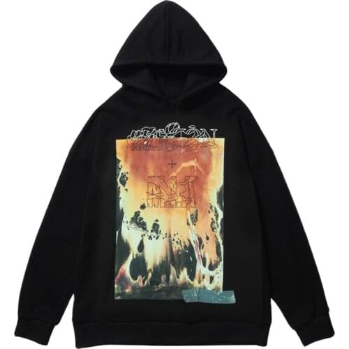 Autumn Oversized Casual Pullover Sweatshirts Dark Fire Flame Print Harajuku Hoodie Swatshirts Men 2020 Hip Hop Streetwear Hoodie