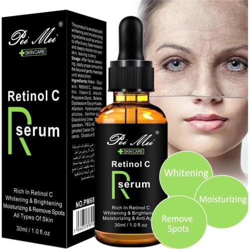 Retinol C Whitening Facial Serum Shrink Pore Remove Spot Melanin Vitamin C Moisturizing Brighten Improve Freckles Face Skin Care