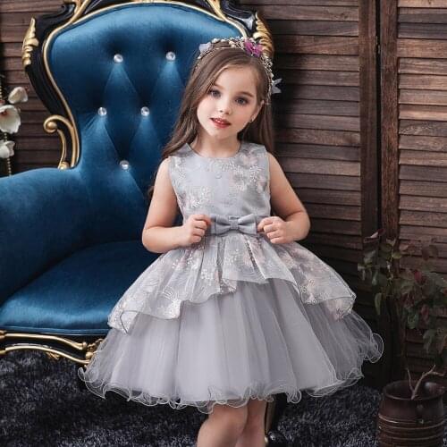 Flower Dress New 2020 Girls' Girls Host Performance Costume Fluffy Little Girl Princess Dress Childrens Clothing Flower-Dress
