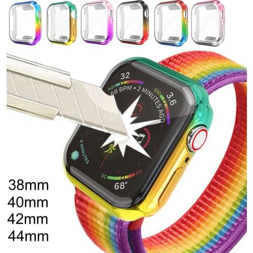 Full Cover for Apple Watch Series 5 4 3 2 1 Case Plating Bumper Frame with Screen Protector for iWatch 44MM 42MM 40MM 38MM Cover