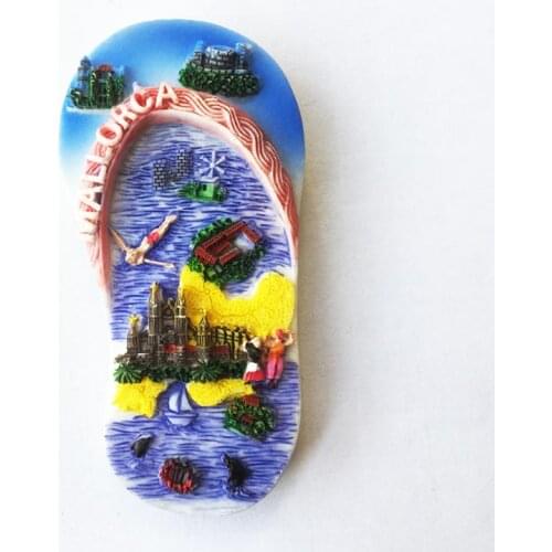 QIQIPP Creative Flip-Flops Map Attractions in Majorca, Spain, Three-dimensional Fridge Magnets