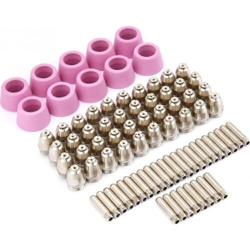 80pcs/set AG60 SG55 Plasma Cutter Cutting Torch Consumables Electrode Nozzles Cups Kit Hafnium wire
