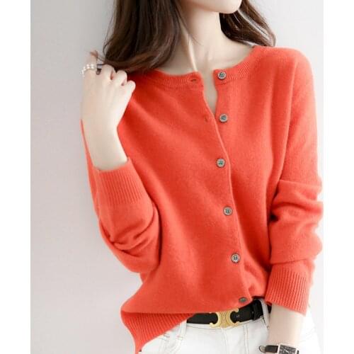 Pink Cardigan Crop Top Sweater 2021 New Womens Knit Sweater Cardigan Womens Round Neck Short Wool Womens Jacket