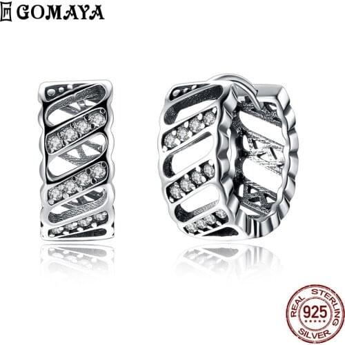 GOMAYA 925 Sterling Silver Circle Earring Trendy Romantic Round Hoop Earrings For Woman Charm Wedding Engagement Fine Jewelry