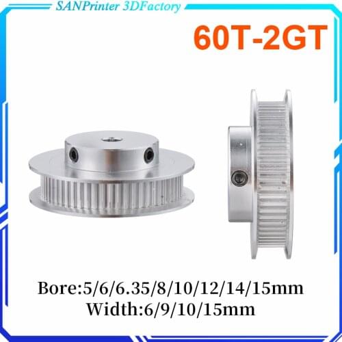 GT2 Timing Pulley 2GT 60 Teeth Bore 5/6/6.35/8/10/12/14/15mm Synchronous Wheels Width 6/9/10/15mm Belt 3D Printer Parts