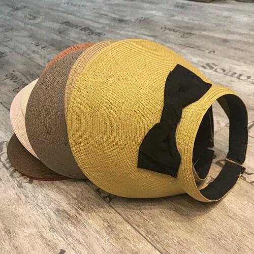2021 New Fashion Bow Sun Cap Simplicity Women UPF 50 Wide Big Brim Outdoor Summer Cap Straw Hat Sun Visor Hat Packable Free size