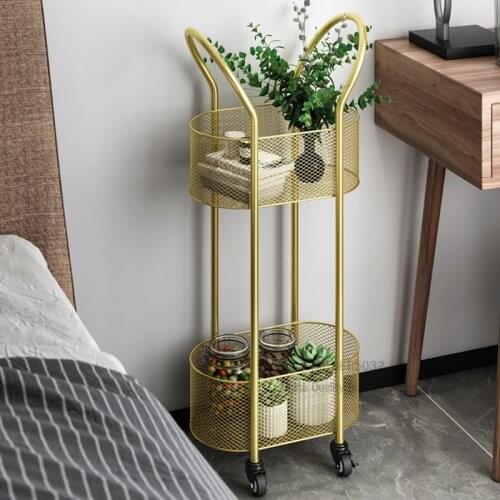 Nordic Ins Bathroom Non-fading Golden Shelf 2 layer Floor Toilet Storage Racks Bathroom Organizer Waterproof storage basket