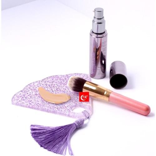 TX Glitter Mixing Make Up Tool Fan Shape Palette For Beauty Acrylic Cosmetic Face Makeup Palette Spatula Transparent Foundation