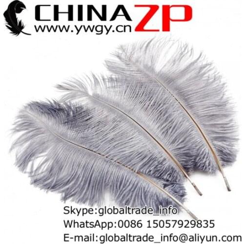 Leading Supplier CHINAZP Factory 25-30cm(10-12inch) 200pcs.lot Dyed Gray Decoration Ostrich Plumes Feathers