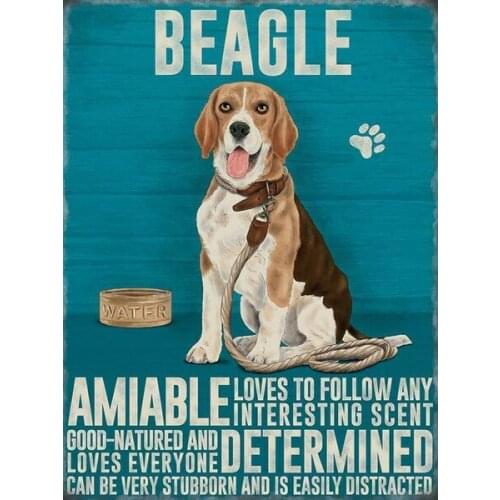 Vintage Metal Sign Plaque Beagle Dog Puppy Breed Pet Shop Home Garden Wall Decor