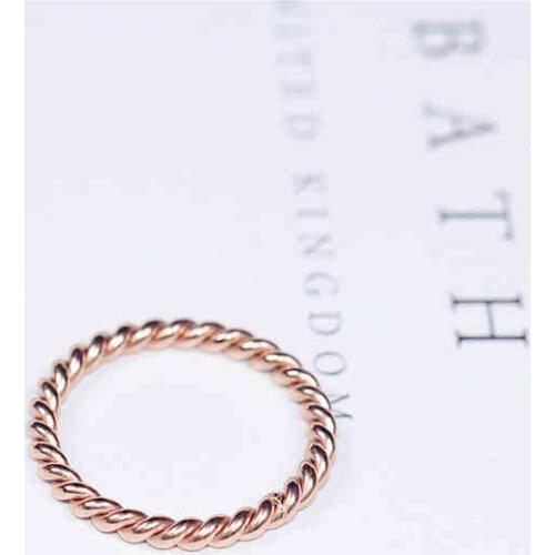 YUN RUO Brand Simplicity Twisted Rings for Woman Girl Wedding Jewelry Rose Gold Color 316 L Stainless Steel Gift Top Quality