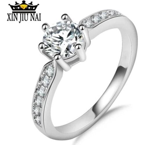 S925 Silver Wedding Rings For Woman Bands Jewelry Fashion Austrian Crystal Engagement Promise Ring Accessories