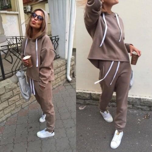 2020 New Fashion Tracksuit Long Sleeve Thicken Hooded Sweatshirts 2 Piece Set Casual Sport Suit Women Tracksuit Set CA6983