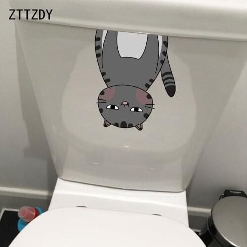 ZTTZDY 19.2*21.6CM Interesting Cat Bedroom Home Decor Toilet Sticker Wall Decal T3-0211