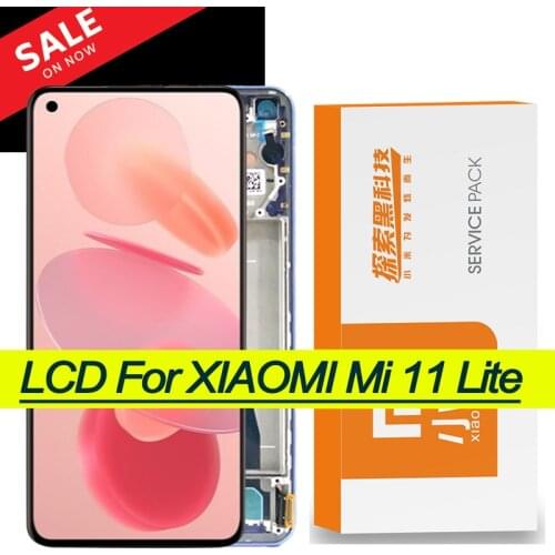 100% Original 6.55" AMOLED Display + frame for Xiaomi Mi 11 Lite 4G / 5G M2101K9AG LCD Touch Screen Digitizer Mi11 Repair Parts